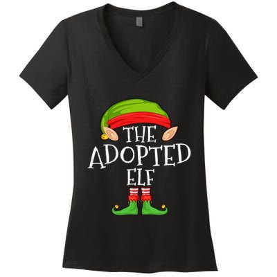 Xmas Adopted Elf Matching Christmas Family Elf Women's V-Neck T-Shirt
