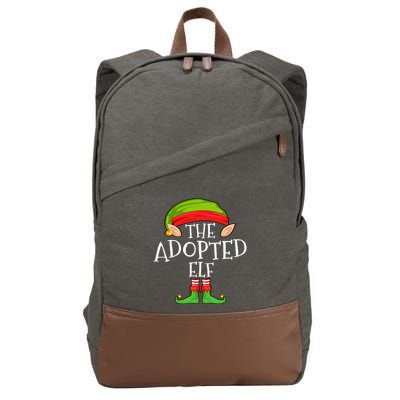Xmas Adopted Elf Matching Christmas Family Elf Cotton Canvas Backpack