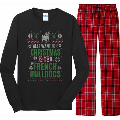 Xmas All I Want For Christmas Are French Bulldogs Cool Gift Long Sleeve Pajama Set