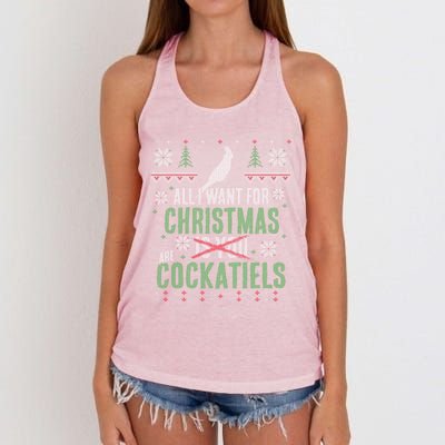 XMas All I Want For Christmas Are Cockatiels Great Gift Women's Knotted Racerback Tank