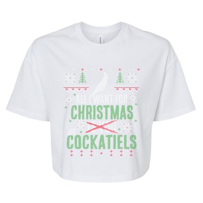 XMas All I Want For Christmas Are Cockatiels Great Gift Bella+Canvas Jersey Crop Tee