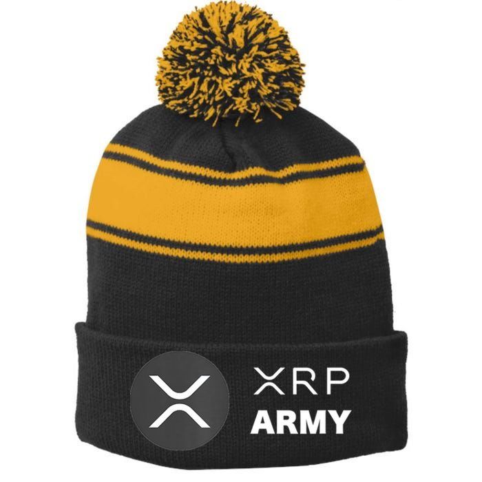 XRP Army | Ripple Crypto HODL Chainlink Ethereum Bitcoin Stripe Pom Pom Beanie