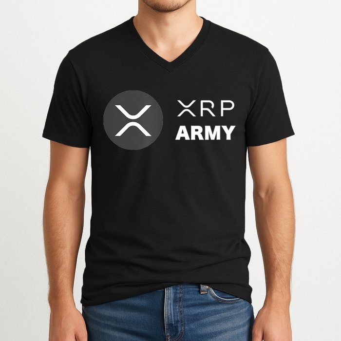 XRP Army | Ripple Crypto HODL Chainlink Ethereum Bitcoin V-Neck T-Shirt