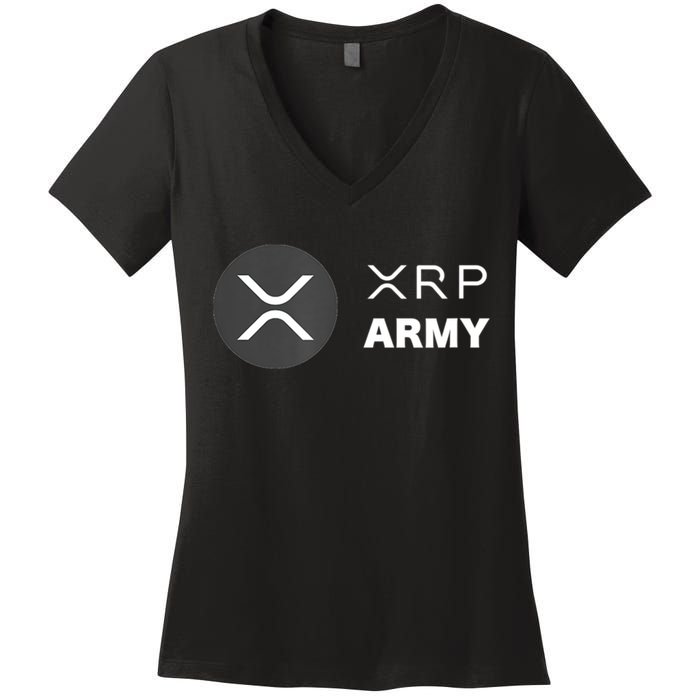 XRP Army | Ripple Crypto HODL Chainlink Ethereum Bitcoin Women's V-Neck T-Shirt