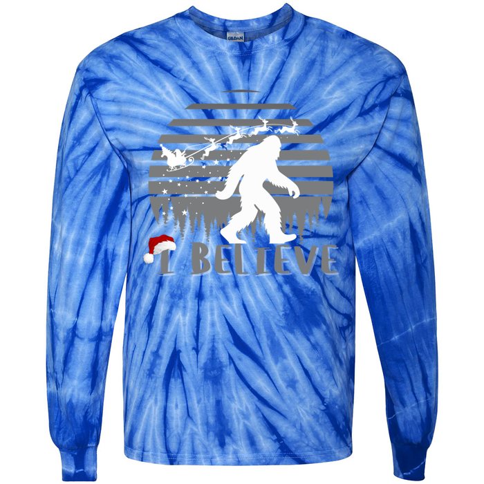 Xmas Bigfoot Christmas I Believes Sasquatch Funny Christmas Great Gift Tie-Dye Long Sleeve Shirt