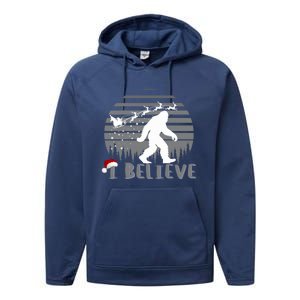 Xmas Bigfoot Christmas I Believes Sasquatch Funny Christmas Great Gift Performance Fleece Hoodie