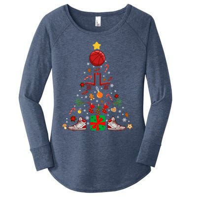 X38m Basketball Christmas Tree Merry Xmas Basketball Lover Cute Gift Women's Perfect Tri Tunic Long Sleeve Shirt