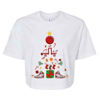 X38m Basketball Christmas Tree Merry Xmas Basketball Lover Cute Gift Bella+Canvas Jersey Crop Tee