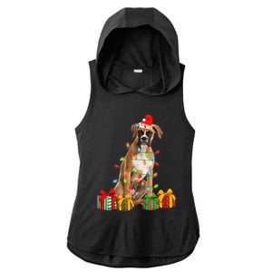 Xmas Boxer Dog Christmas Lights Puppy Lover Great Gift Ladies PosiCharge Tri-Blend Wicking Draft Hoodie Tank