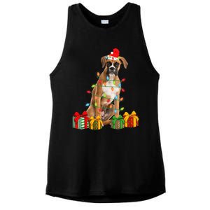 Xmas Boxer Dog Christmas Lights Puppy Lover Great Gift Ladies PosiCharge Tri-Blend Wicking Tank