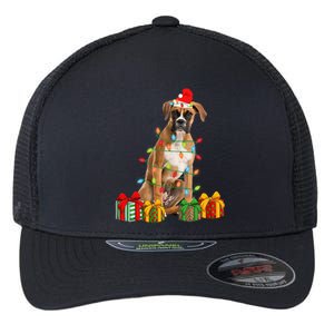 Xmas Boxer Dog Christmas Lights Puppy Lover Great Gift Flexfit Unipanel Trucker Cap