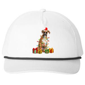 Xmas Boxer Dog Christmas Lights Puppy Lover Great Gift Snapback Five-Panel Rope Hat