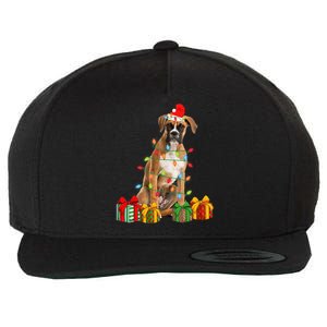 Xmas Boxer Dog Christmas Lights Puppy Lover Great Gift Wool Snapback Cap