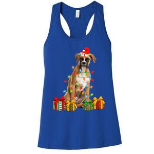 Xmas Boxer Dog Christmas Lights Puppy Lover Great Gift Women's Racerback Tank