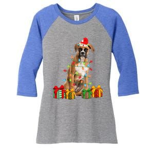 Xmas Boxer Dog Christmas Lights Puppy Lover Great Gift Women's Tri-Blend 3/4-Sleeve Raglan Shirt