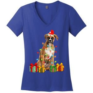 Xmas Boxer Dog Christmas Lights Puppy Lover Great Gift Women's V-Neck T-Shirt