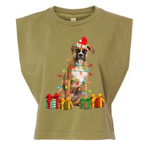 Xmas Boxer Dog Christmas Lights Puppy Lover Great Gift Garment-Dyed Women's Muscle Tee