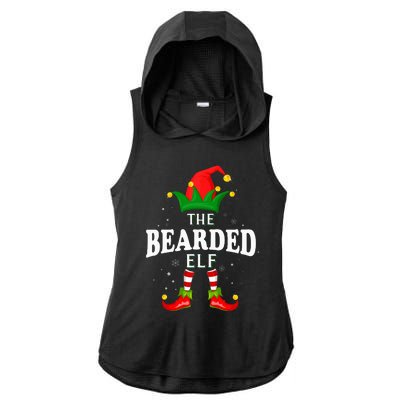 Xmas Bearded Elf Family Matching Christmas Pajama Ladies PosiCharge Tri-Blend Wicking Draft Hoodie Tank