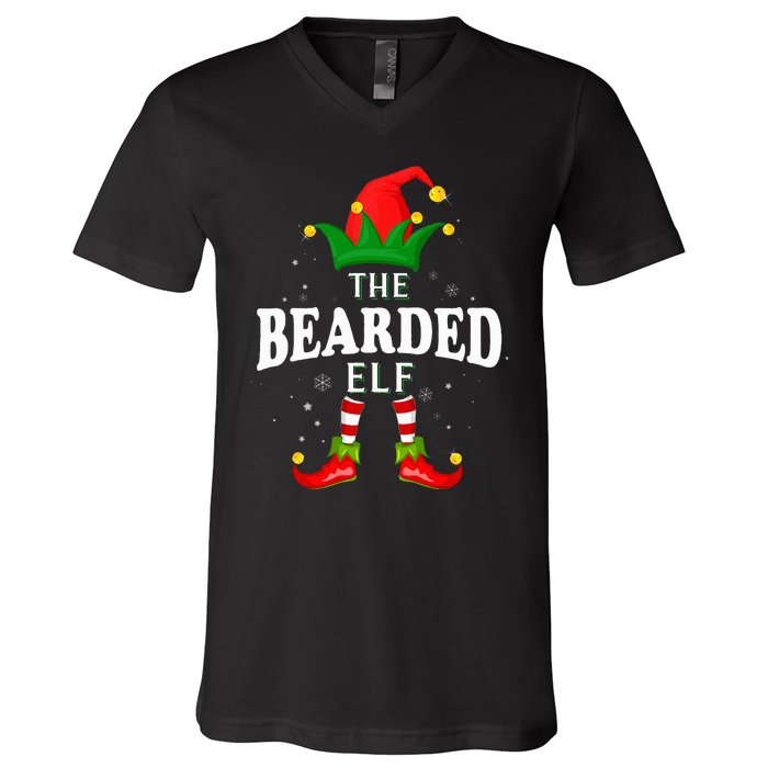 Xmas Bearded Elf Family Matching Christmas Pajama V-Neck T-Shirt