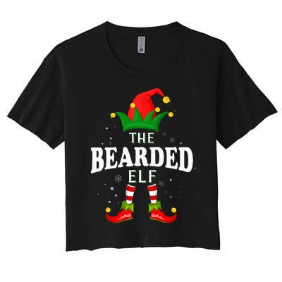 Xmas Bearded Elf Family Matching Christmas Pajama Women's Crop Top Tee