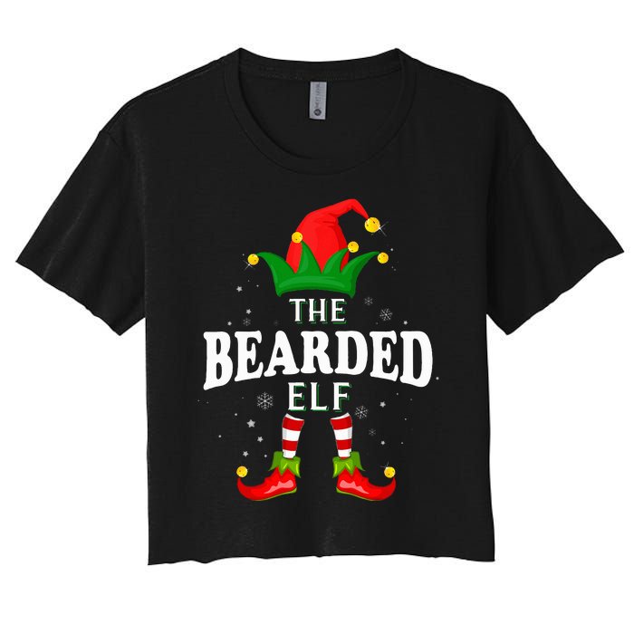 Xmas Bearded Elf Family Matching Christmas Pajama Women's Crop Top Tee