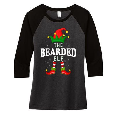 Xmas Bearded Elf Family Matching Christmas Pajama Women's Tri-Blend 3/4-Sleeve Raglan Shirt