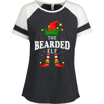 Xmas Bearded Elf Family Matching Christmas Pajama Enza Ladies Jersey Colorblock Tee