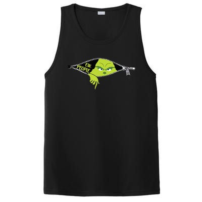 Xmas Big Face Green Color Saying Ew People Christmas  PosiCharge Competitor Tank