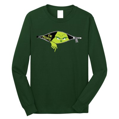 Xmas Big Face Green Color Saying Ew People Christmas  Long Sleeve Shirt