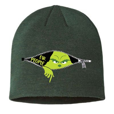 Xmas Big Face Green Color Saying Ew People Christmas  Sustainable Beanie