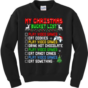 Xmas Bucket List Santa Hat Funny Video Gamer Christmas Kids Sweatshirt