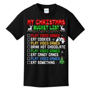 Xmas Bucket List Santa Hat Funny Video Gamer Christmas Kids T-Shirt