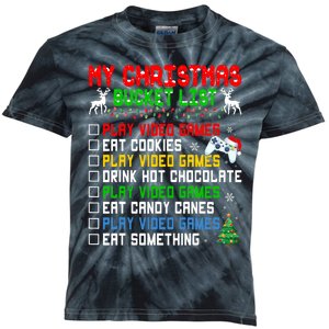 Xmas Bucket List Santa Hat Funny Video Gamer Christmas Kids Tie-Dye T-Shirt