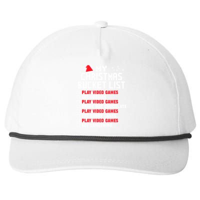 Xmas Bucket List Christmas Video Games Funny Gamer Meaningful Gift Snapback Five-Panel Rope Hat