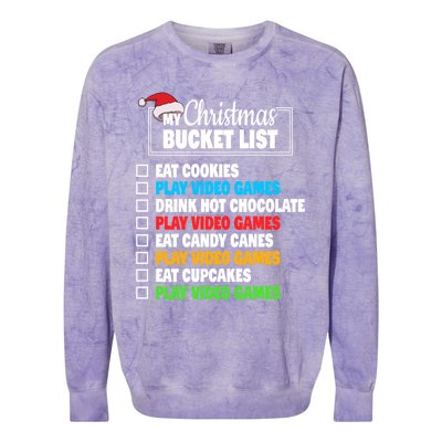 Xmas Bucket List Cool Gamer Video Games Christmas Gift Colorblast Crewneck Sweatshirt