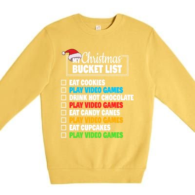 Xmas Bucket List Cool Gamer Video Games Christmas Gift Premium Crewneck Sweatshirt