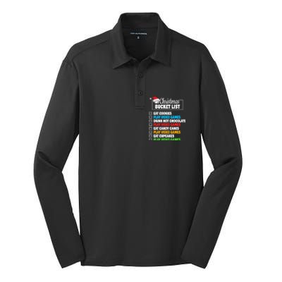 Xmas Bucket List Cool Gamer Video Games Christmas Gift Silk Touch Performance Long Sleeve Polo