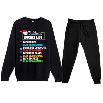 Xmas Bucket List Cool Gamer Video Games Christmas Gift Premium Crewneck Sweatsuit Set