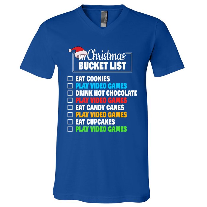 Xmas Bucket List Cool Gamer Video Games Christmas Gift V-Neck T-Shirt