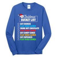 Xmas Bucket List Cool Gamer Video Games Christmas Gift Tall Long Sleeve T-Shirt