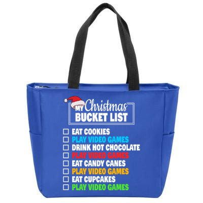 Xmas Bucket List Cool Gamer Video Games Christmas Gift Zip Tote Bag