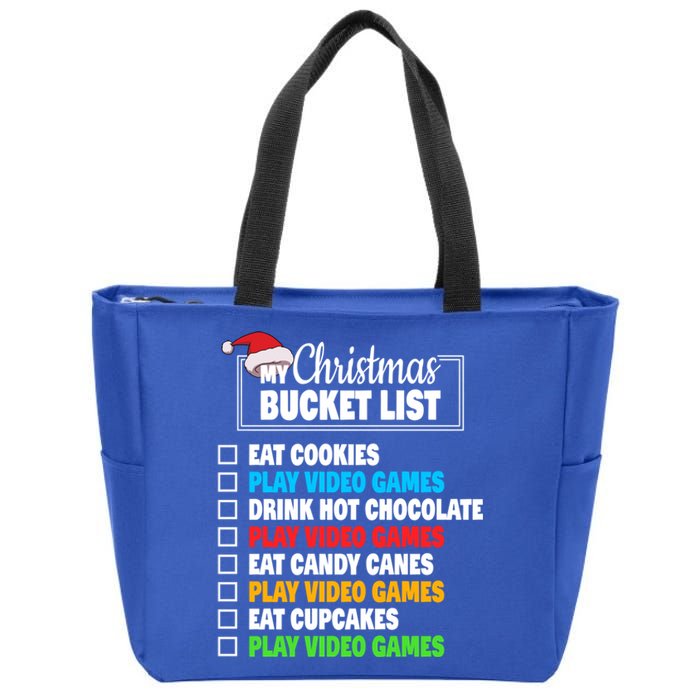 Xmas Bucket List Cool Gamer Video Games Christmas Gift Zip Tote Bag