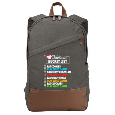 Xmas Bucket List Cool Gamer Video Games Christmas Gift Cotton Canvas Backpack