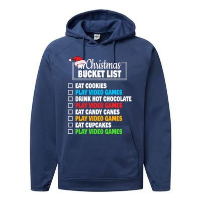 Xmas Bucket List Cool Gamer Video Games Christmas Gift Performance Fleece Hoodie