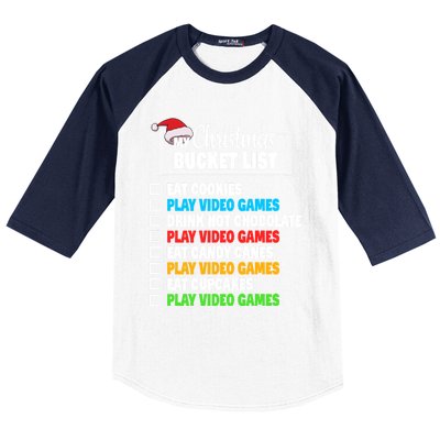 Xmas Bucket List Cool Gamer Video Games Christmas Gift Baseball Sleeve Shirt