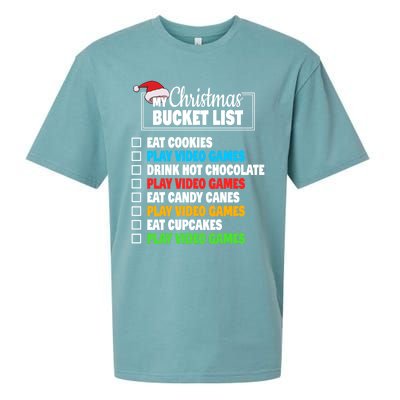 Xmas Bucket List Cool Gamer Video Games Christmas Gift Sueded Cloud Jersey T-Shirt