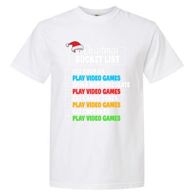 Xmas Bucket List Cool Gamer Video Games Christmas Gift Garment-Dyed Heavyweight T-Shirt