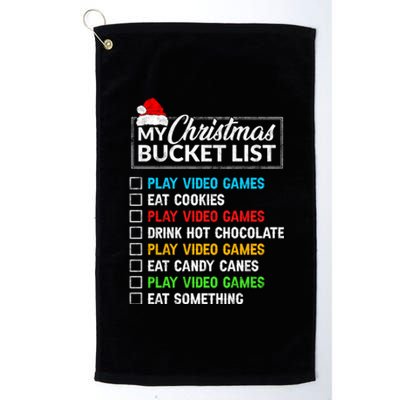 Xmas Bucket List Santa Hat Funny Video Gamer Christmas Funny Gift Platinum Collection Golf Towel