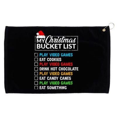 Xmas Bucket List Santa Hat Funny Video Gamer Christmas Funny Gift Grommeted Golf Towel