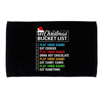 Xmas Bucket List Santa Hat Funny Video Gamer Christmas Funny Gift Microfiber Hand Towel